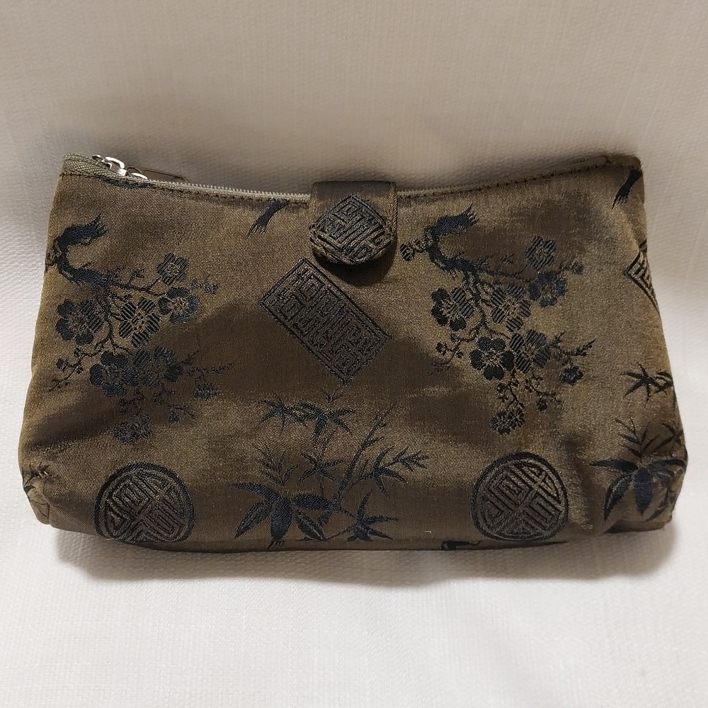 Old Shanghai San Francisco Vintage Green & Black Floral Small Clutch